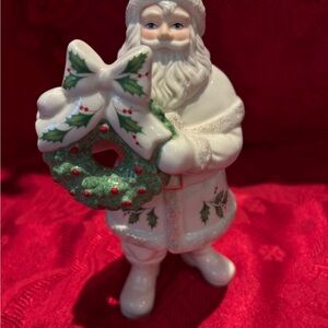 Lenox Santa Figurine with Holly Wreath - Holiday Home Décor